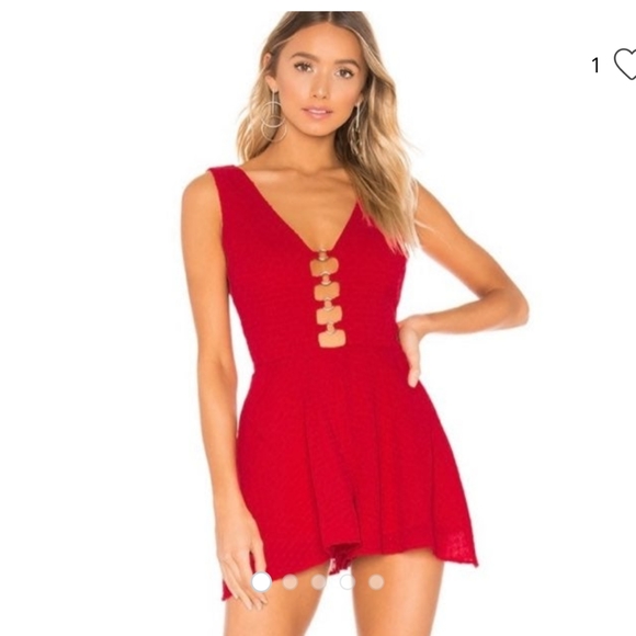 NBD Revolve Red V-neck Romper - Picture 10 of 10